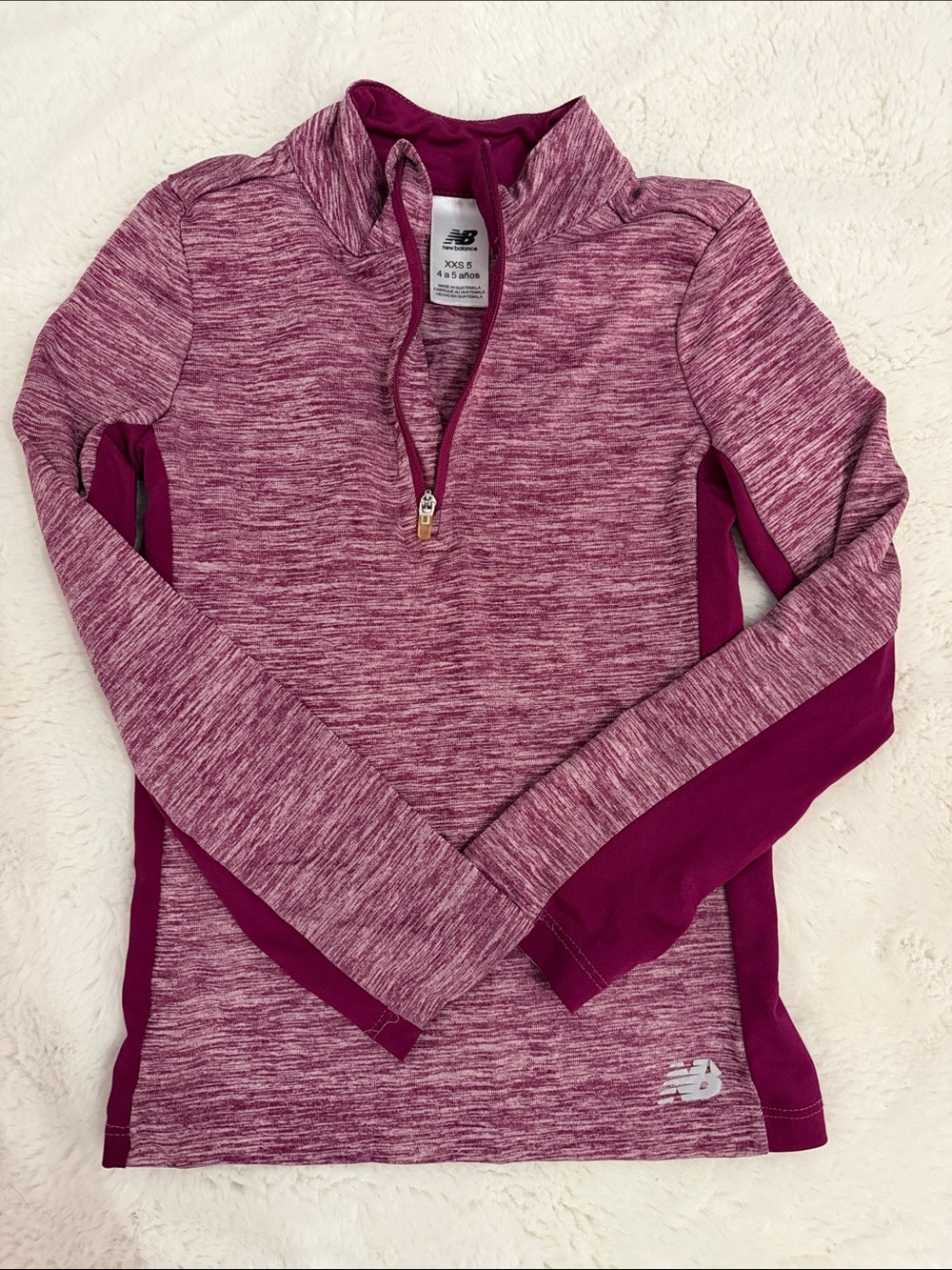 New Balance Marled Magenta & Dark Pink Long Sleeve Half-Zip Top